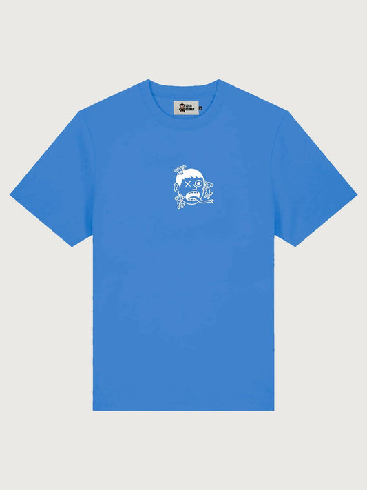 T-shirt blu elettrico con stampa scimmie
