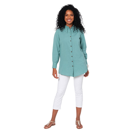 Camicia estiva lunga in cotone e lino