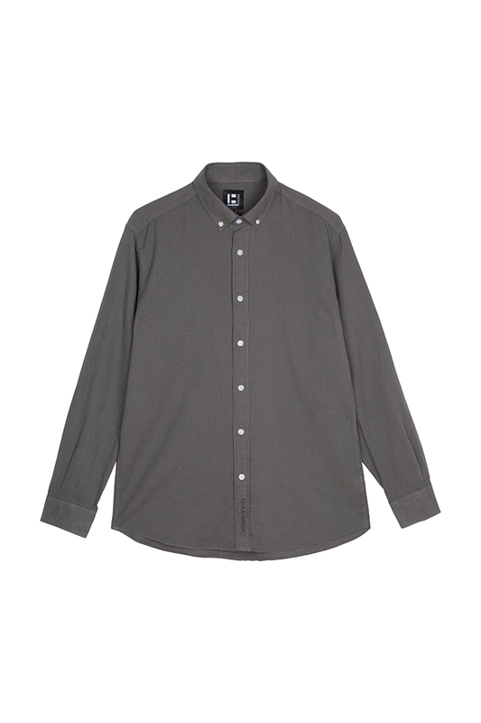 Camicia in lino e cotone grigio antracite