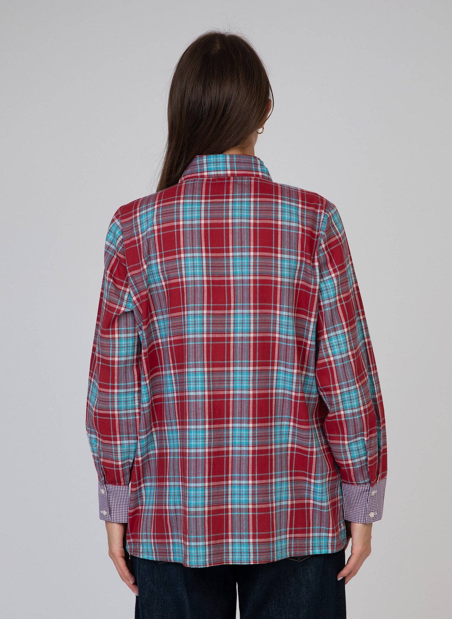 Camicia a quadri western rossa con ricami