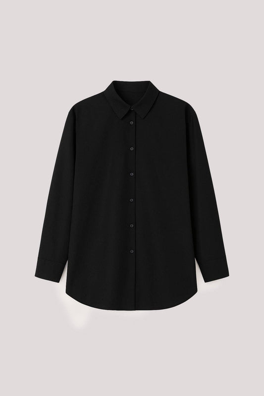 Camicia oversize nera dalla vestibilità comoda