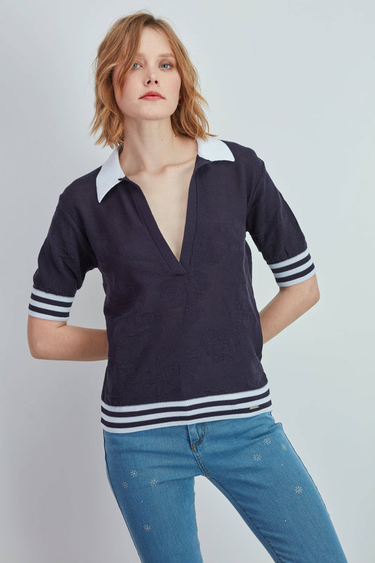 Polo in cotone con scollo a V Guimanos