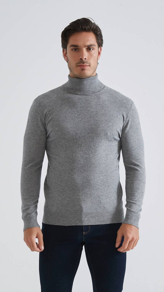 Dolcevita uomo effetto cashmere grigio argento