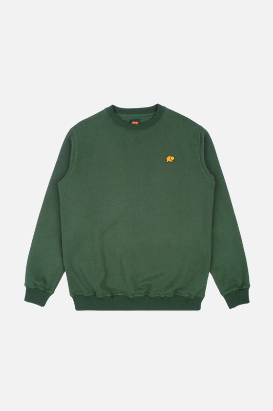 Felpa girocollo in cotone organico con logo elefante verde