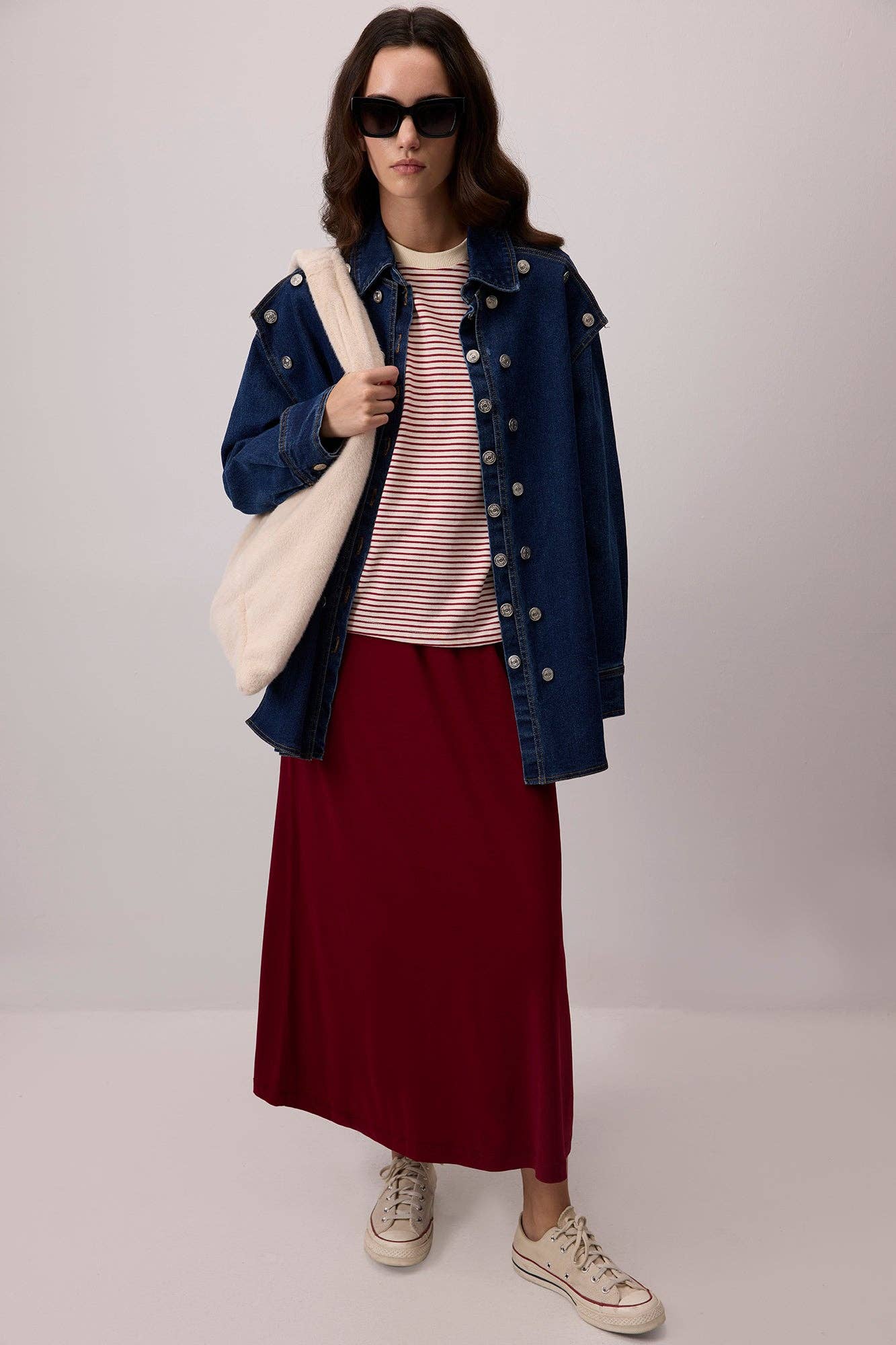 Gonna basic midi con elastico in vita bordeaux