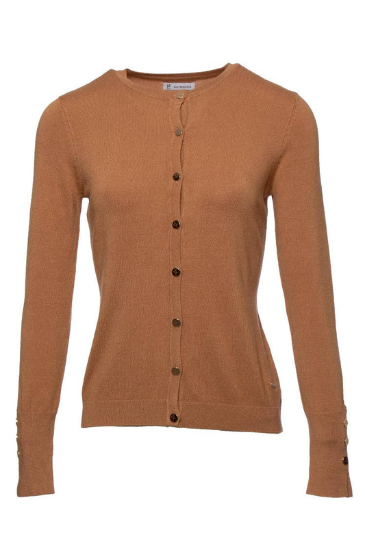 Cardigan girocollo in viscosa con bottoni