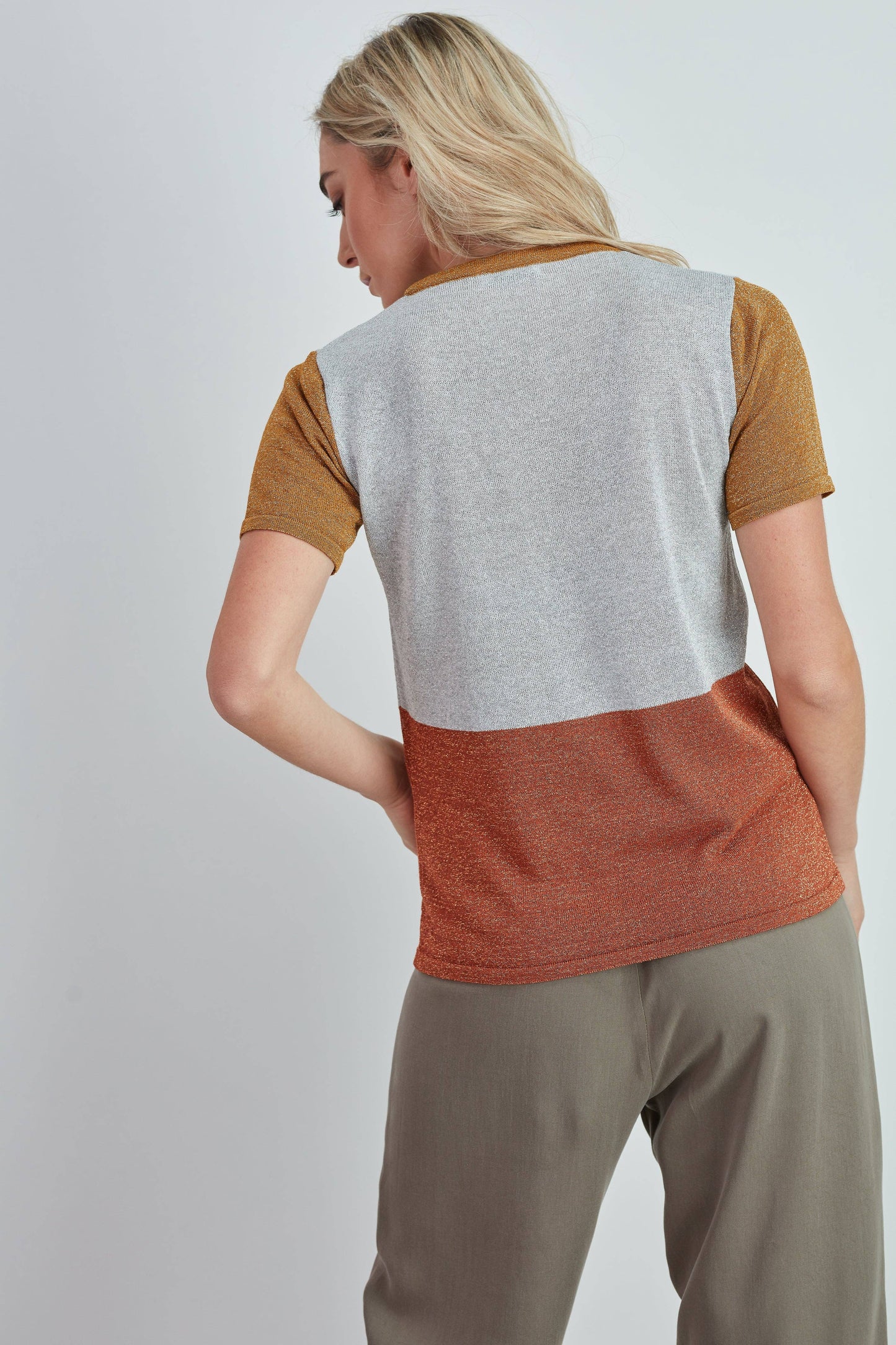 Maglia in rete lurex bicolor