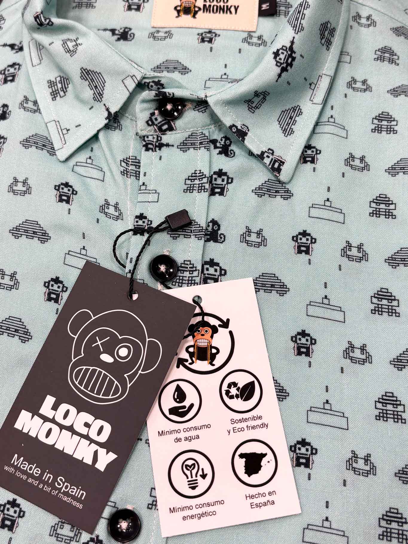 Camicia Space Monky a maniche corte in viscosa