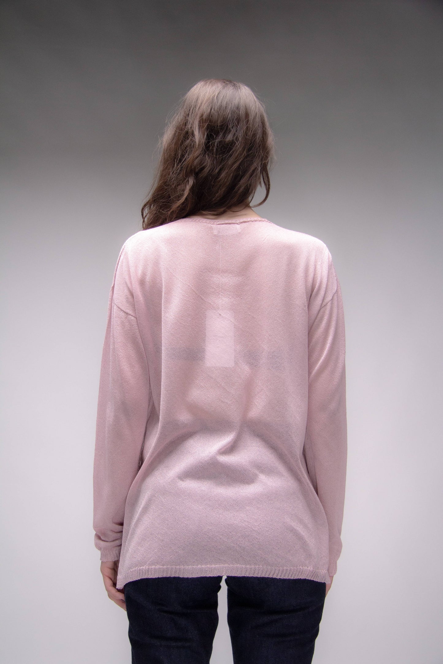 Maxi Maglia Scollo a V con Spacco Laterale in Maglia 3D