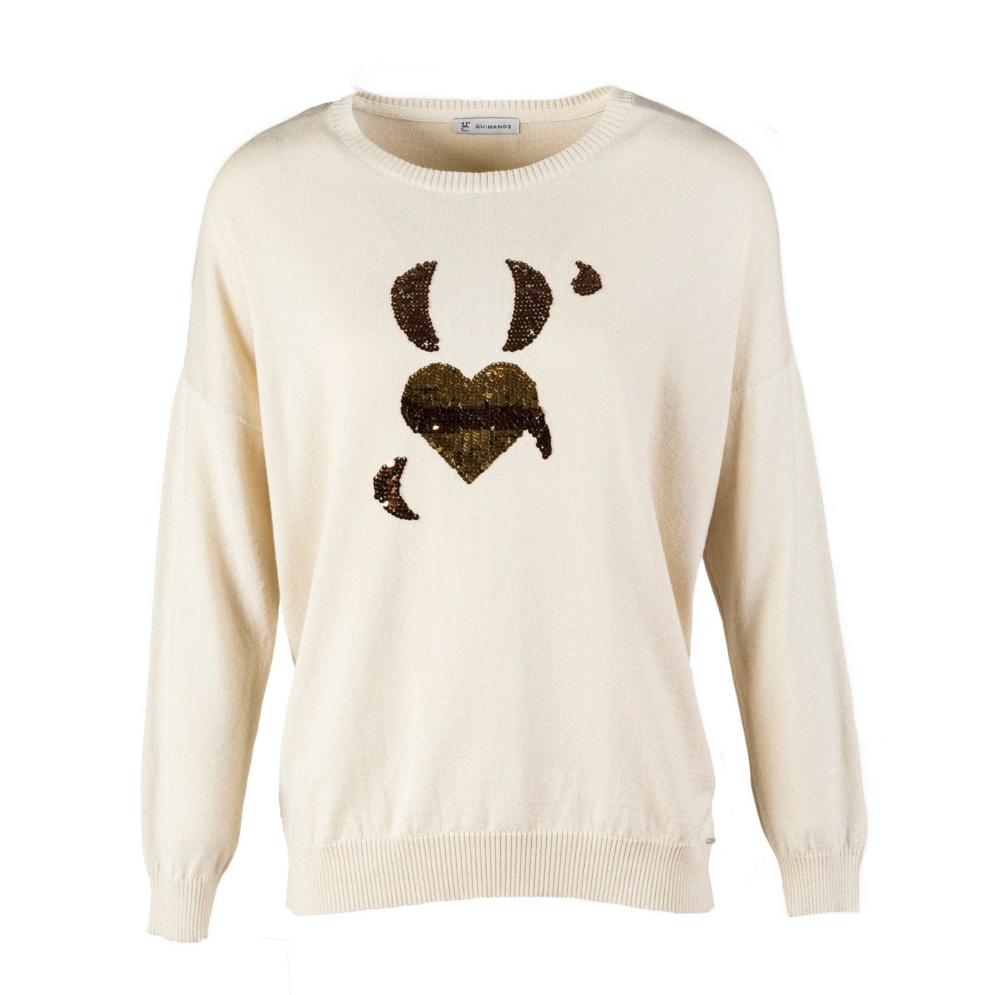 Maglione in maglia con paillettes a cuore