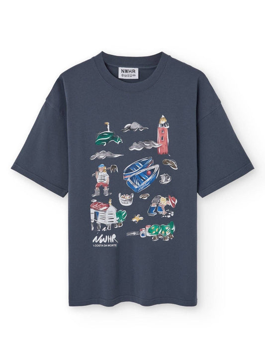 T-shirt oversize Costa da Morte con stampa