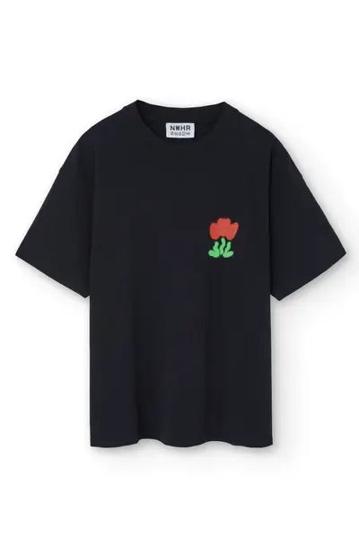 T-shirt nera oversize Tulip in cotone organico