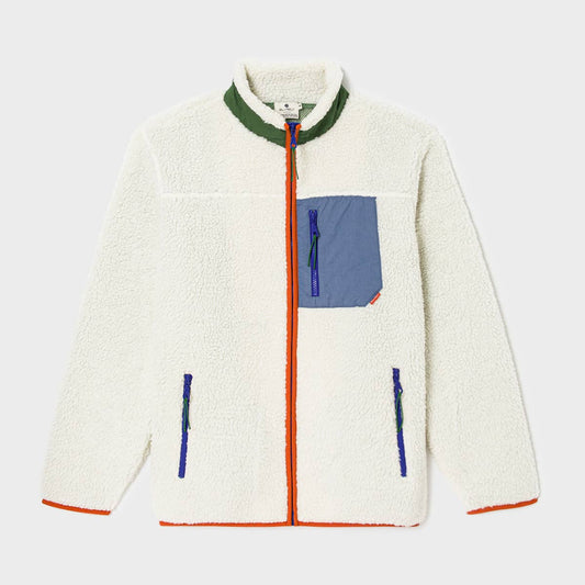 Felpa sherpa unisex con zip in avorio