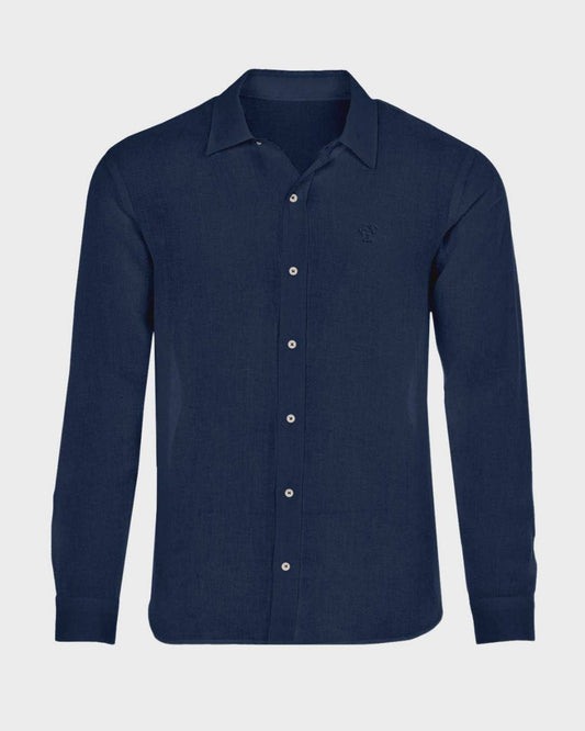 Camicia in lino organico blu navy da uomo