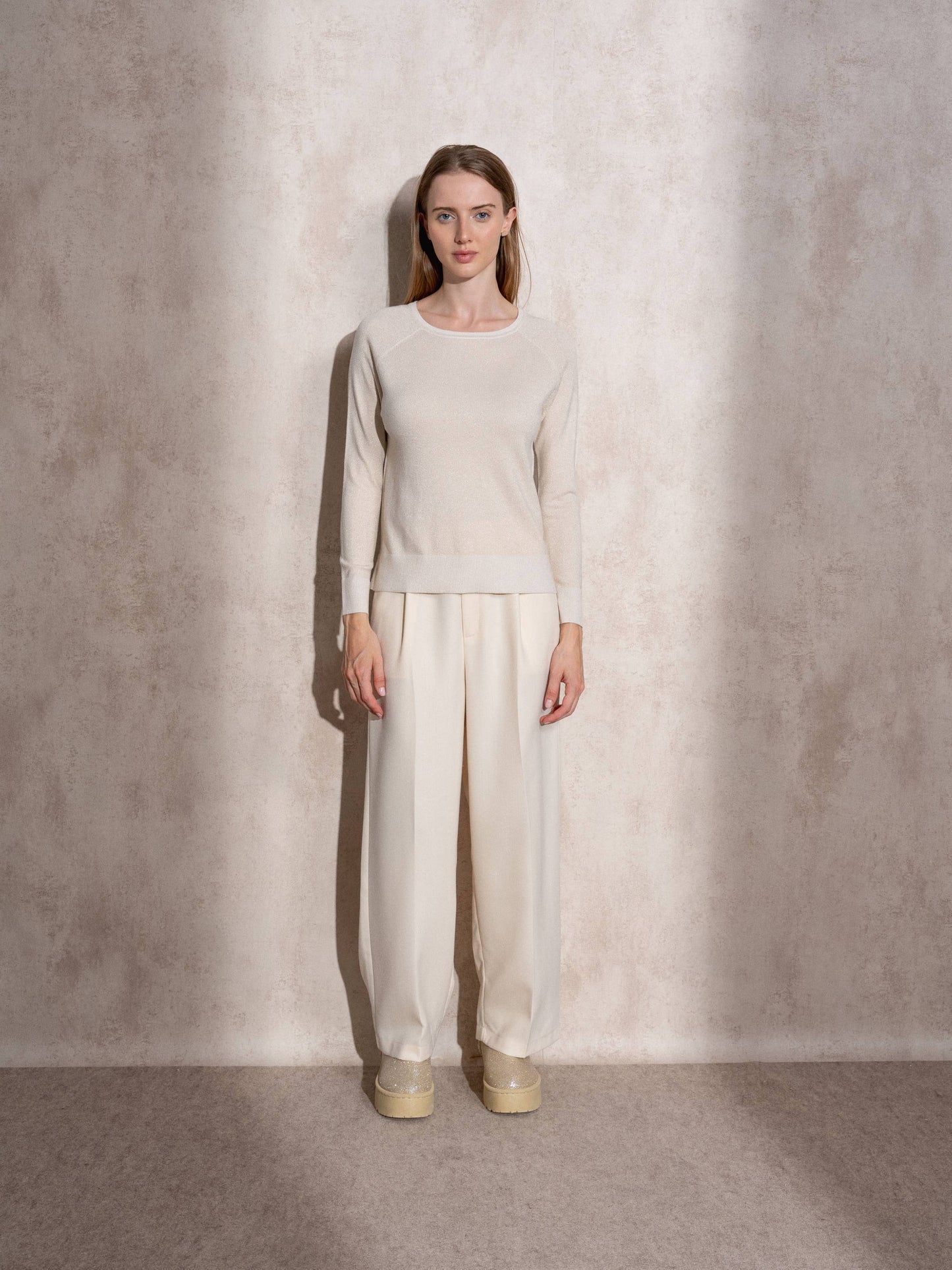 Maglione girocollo in lurex da donna