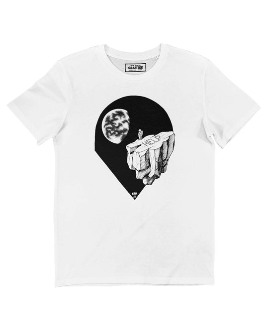 T-shirt Stuck con stampa Space bianca e nera