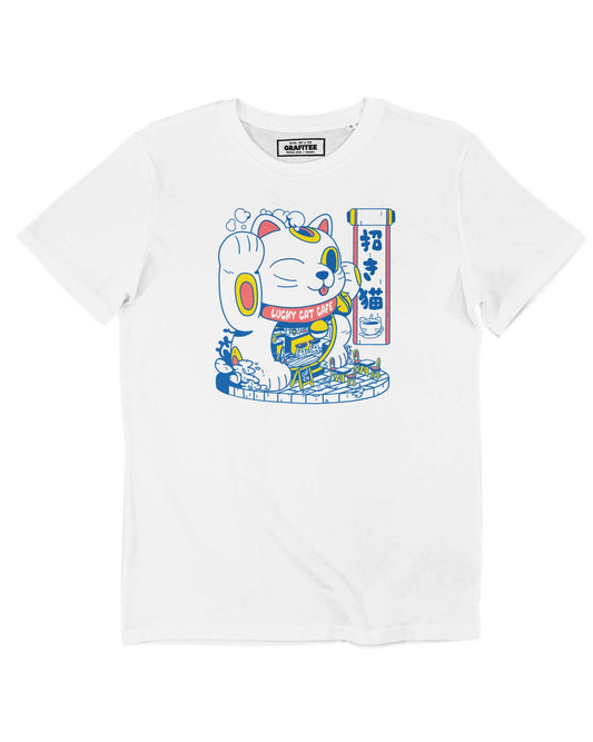 T-shirt unisex Lucky Cat Coffee Shop in cotone biologico