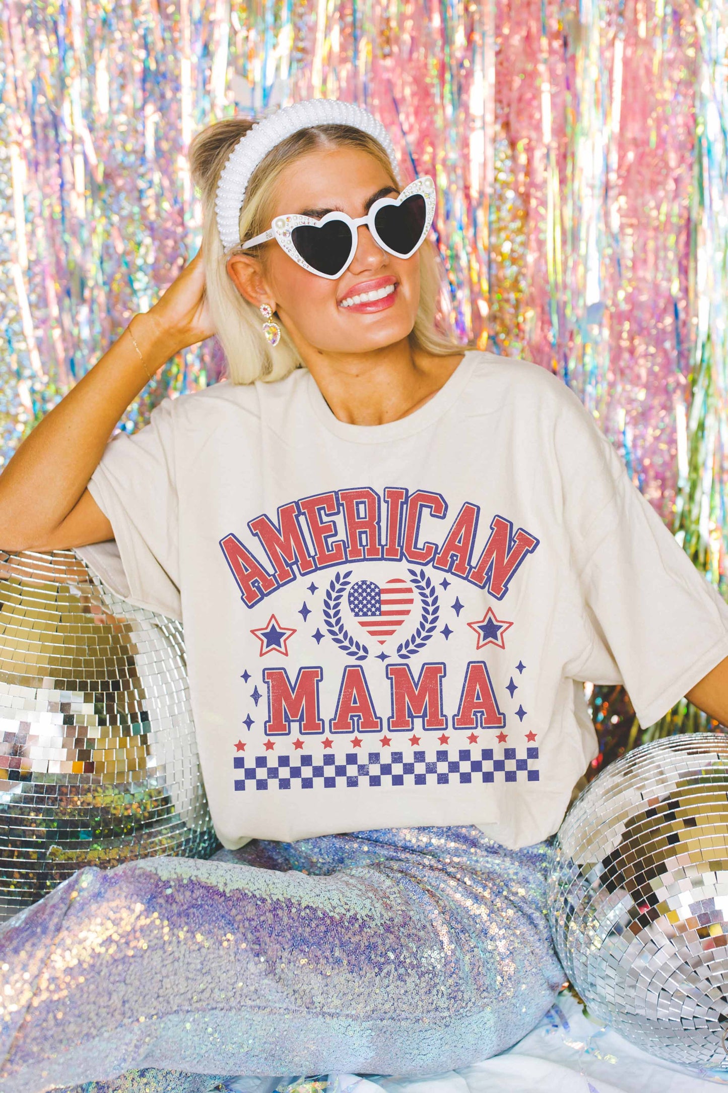 T-shirt oversize con grafica American Mama