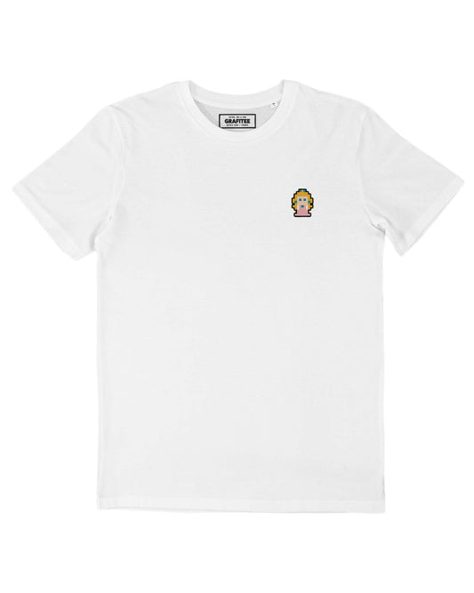 T-shirt bianca ricamata Princess Peach in cotone biologico