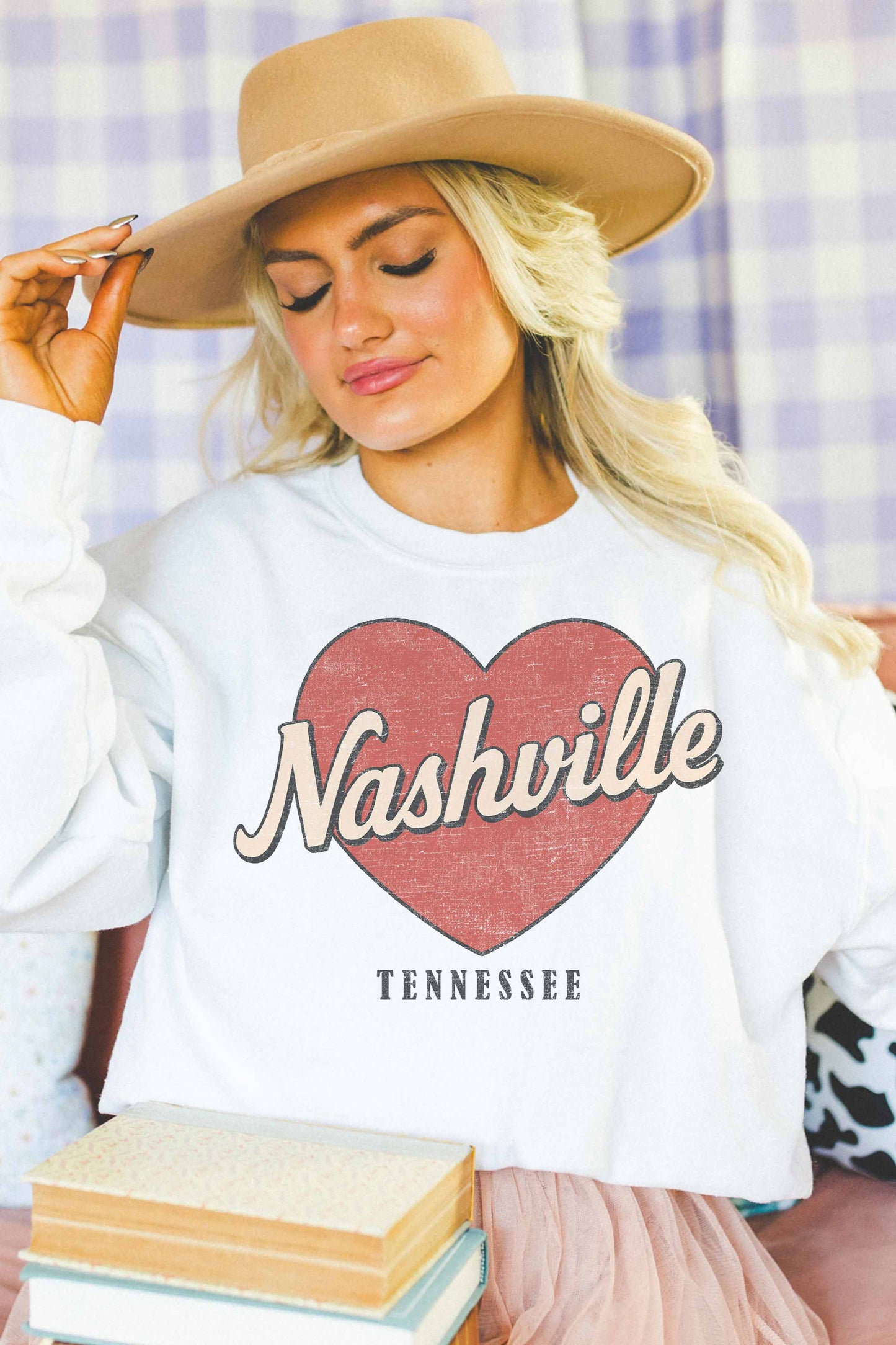 Felpa oversize Nashville Tennessee con stampa a cuore