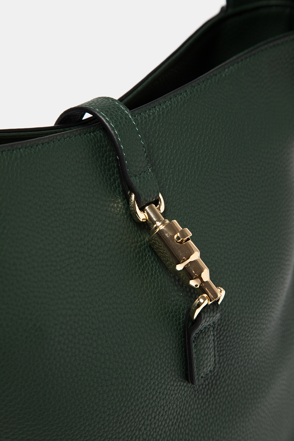 Borsa a spalla in ecopelle con dettagli metallici