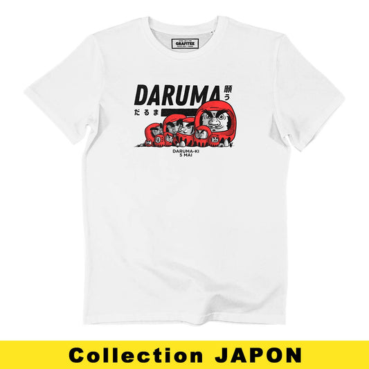 T-shirt vintage con grafica giapponese Daruma