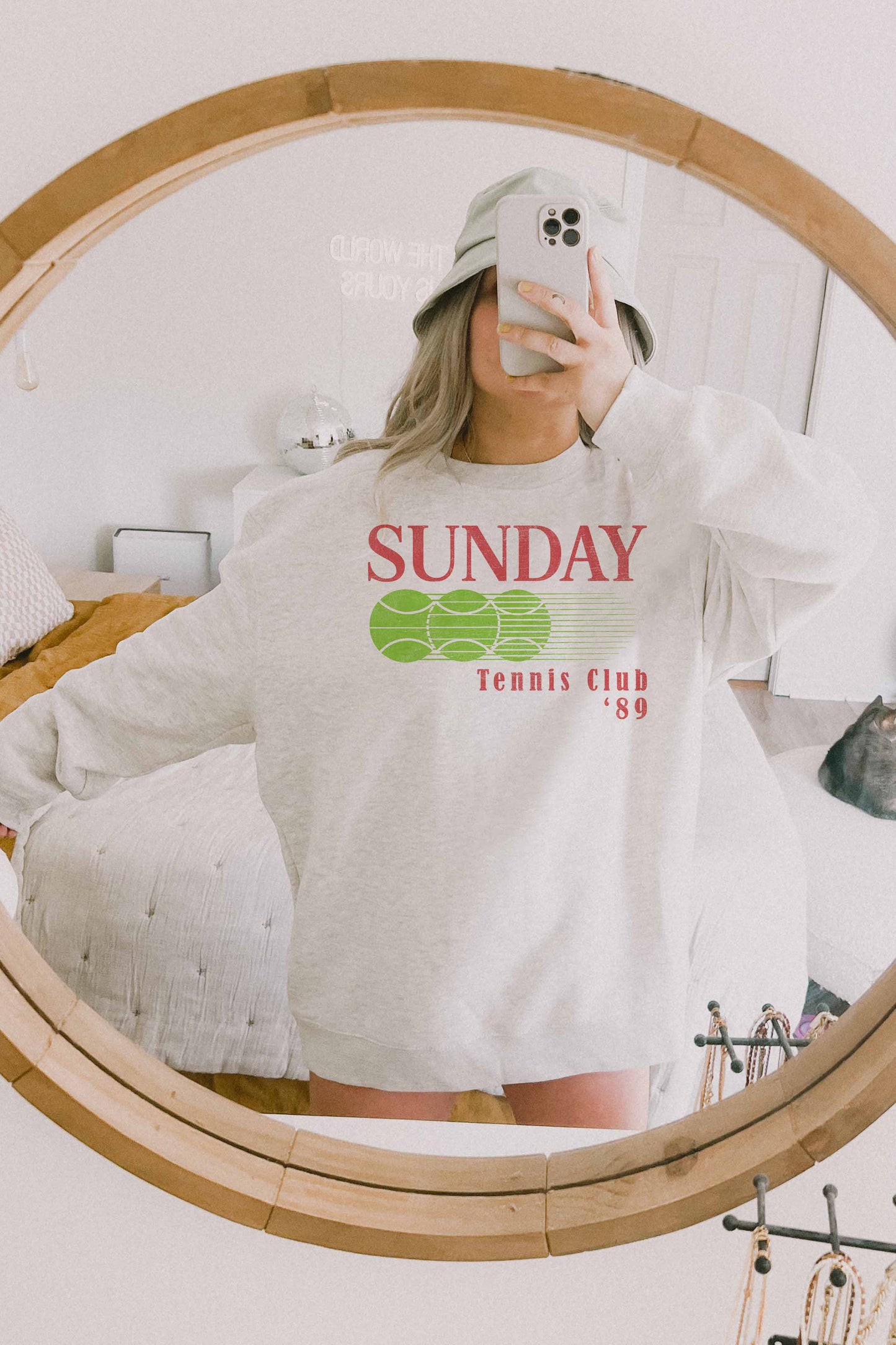 Felpa oversize grafica tennis "Sunday"