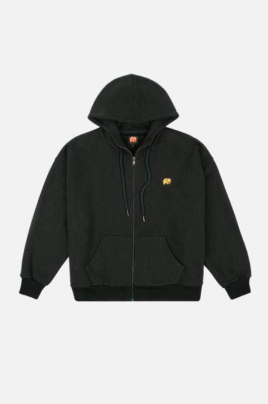 Felpa oversize con cappuccio e zip in cotone biologico verde scarabeo da donna