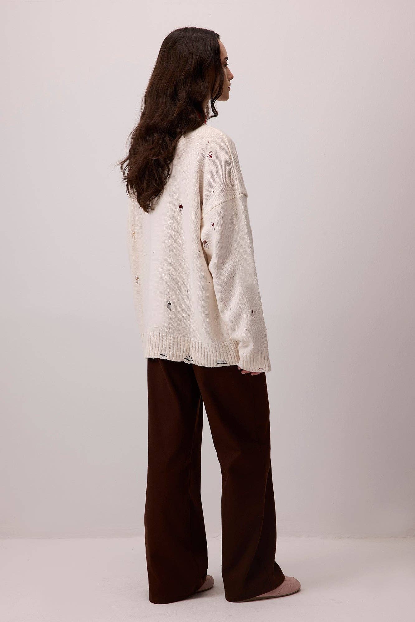 Maglione in maglia effetto vintage con dettagli distressed