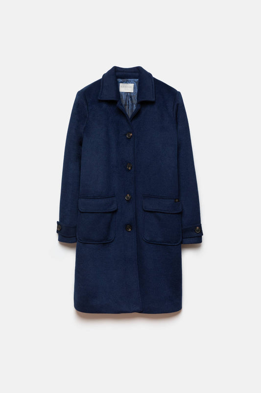 Cappotto lungo minimal blu navy