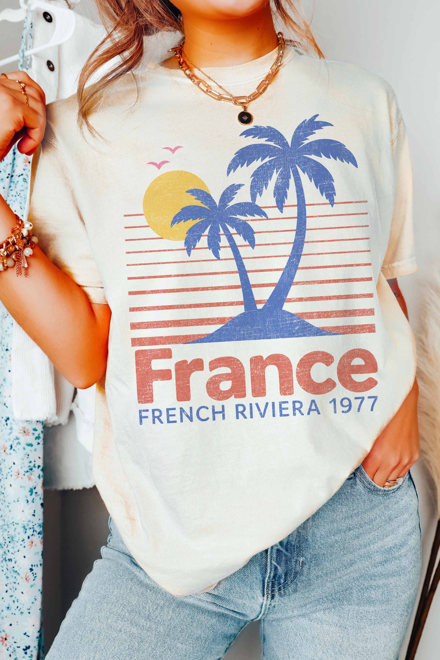 T-shirt oversize grafica Francia Costa Azzurra