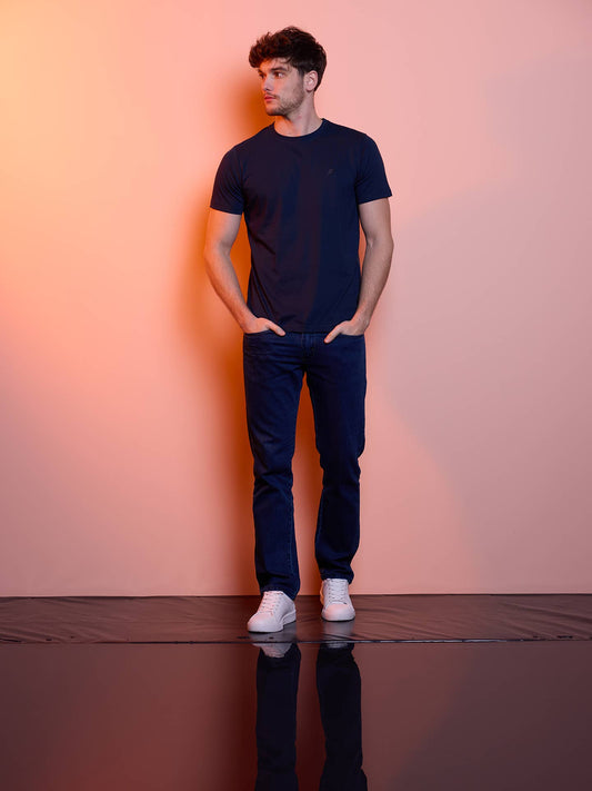 T-shirt uomo in cotone e poliestere con lettering tono su tono