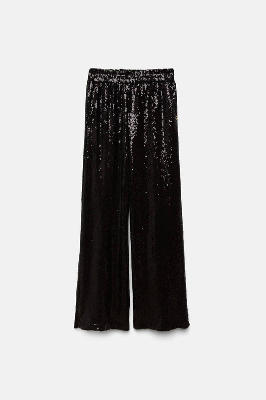 Pantaloni a palazzo con paillettes