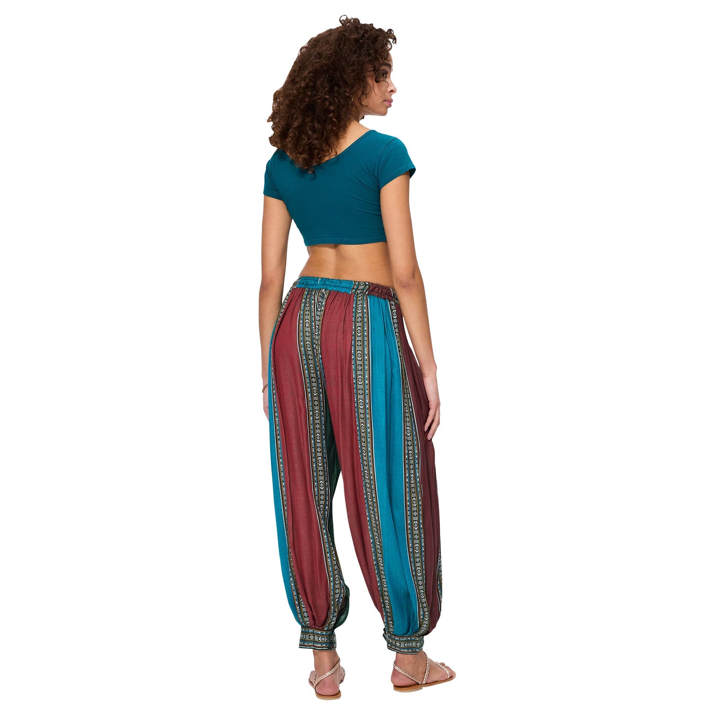 Pantaloni estivi lunghi boho in rayon multicolor