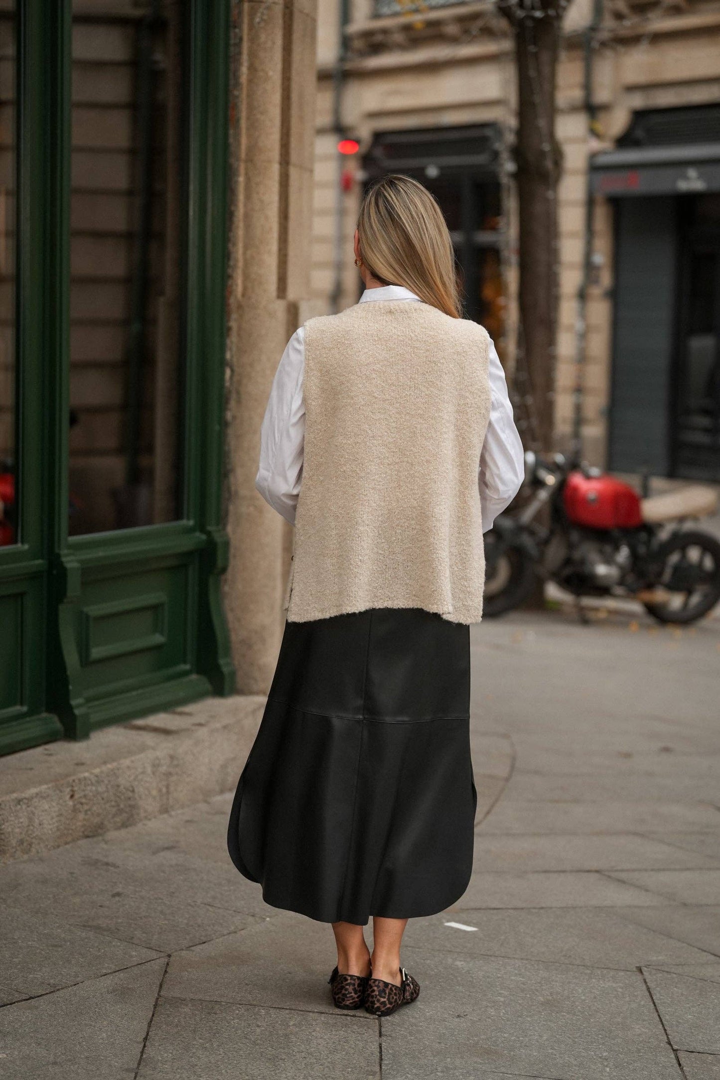 Gonna midi effetto pelle