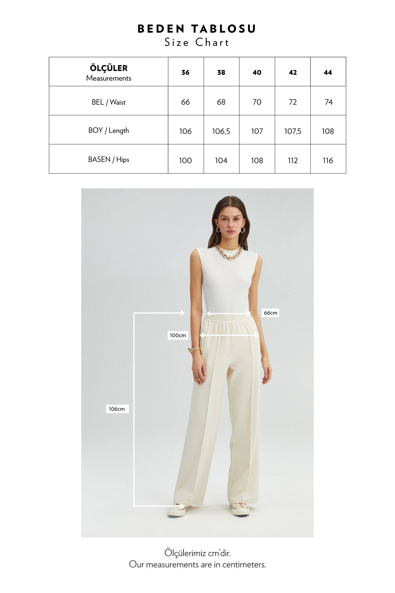 Pantaloni in crepe a gamba larga a vita alta con elastico