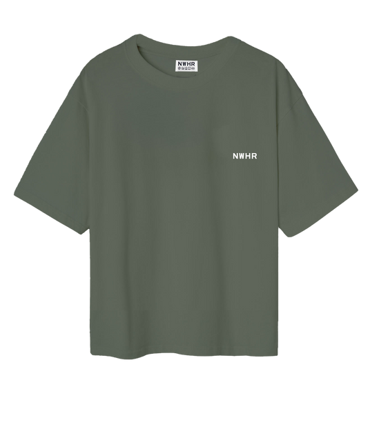 T-shirt corta oversize oliva in cotone organico