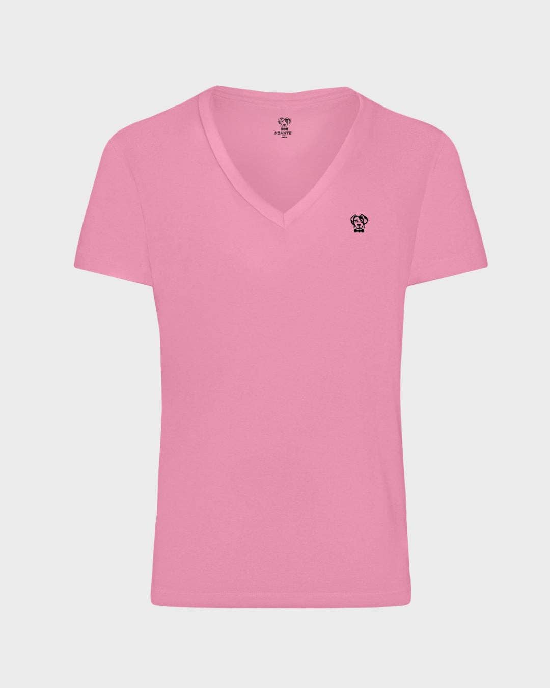 T-shirt rosa antimacchia con scollo a V