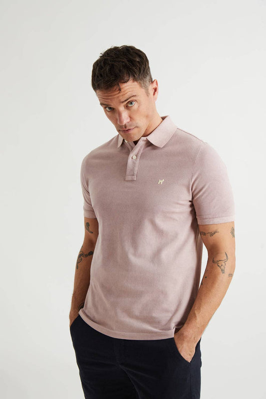 Polo uomo tinto capo in piqué di cotone