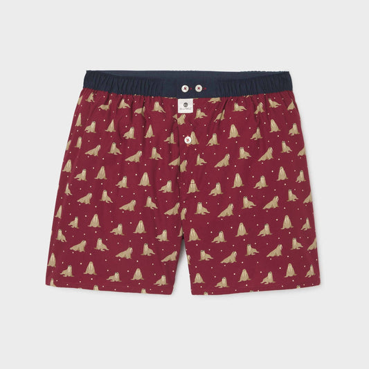 Boxer in cotone biologico con stampa trichechi