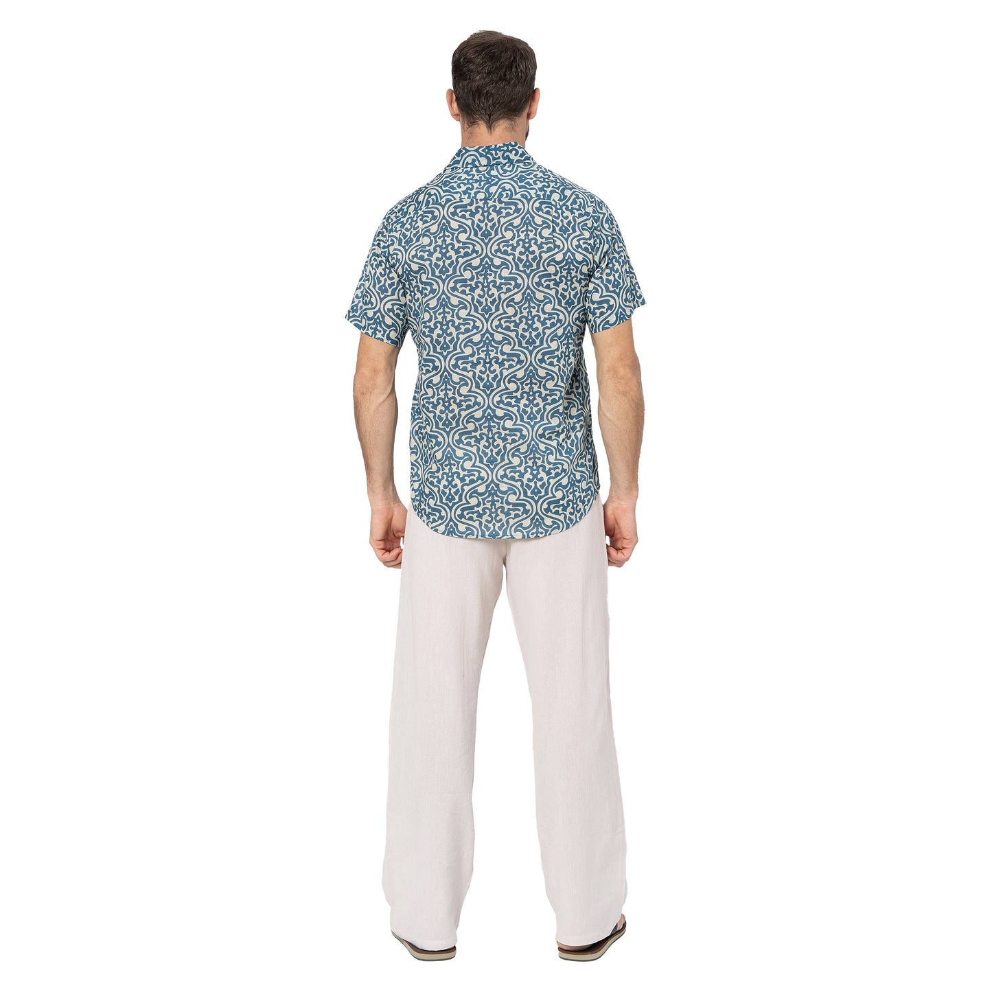 Camicia estiva boho in voile di cotone a maniche corte