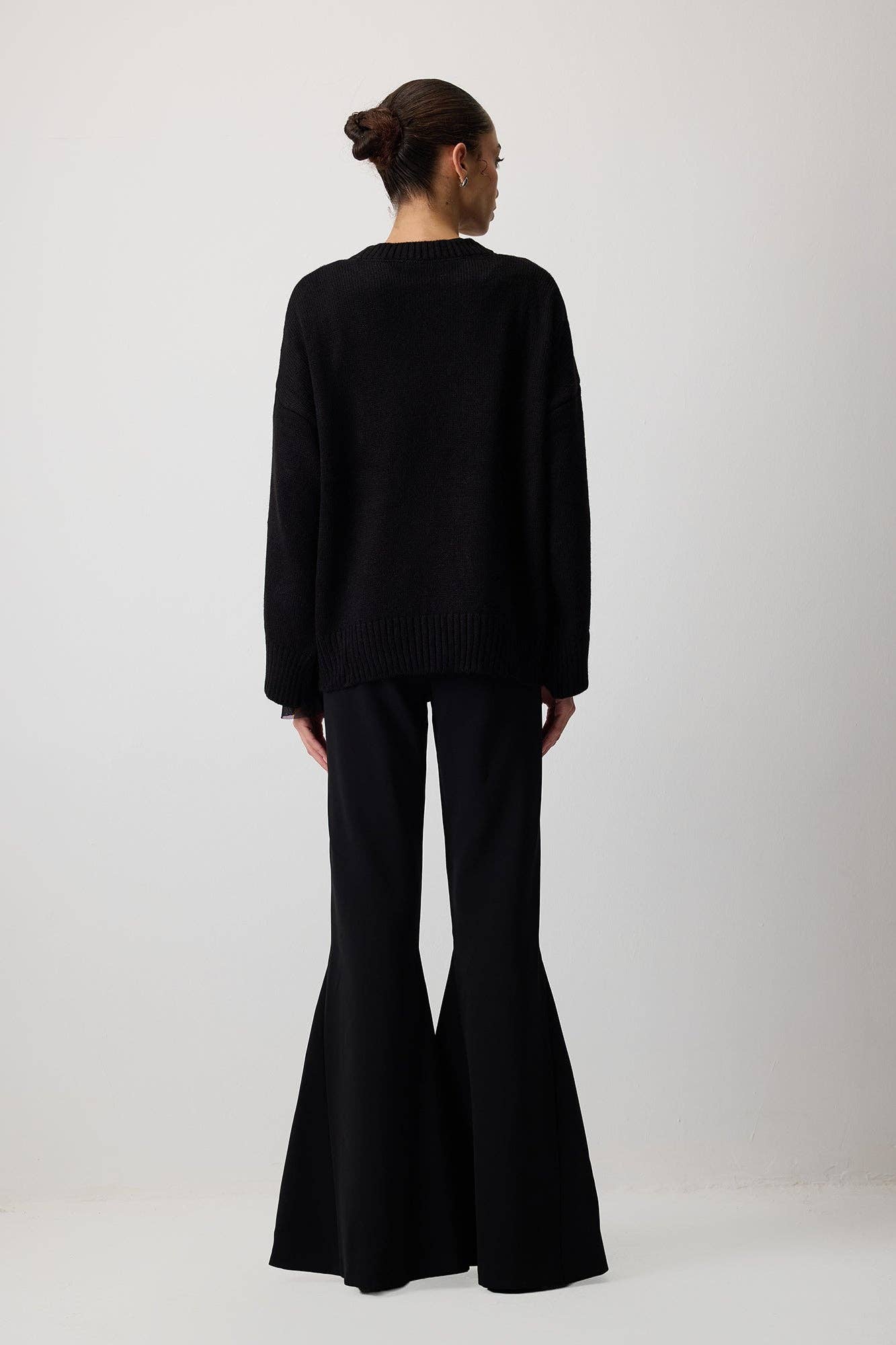 Maglione basic in maglia nero