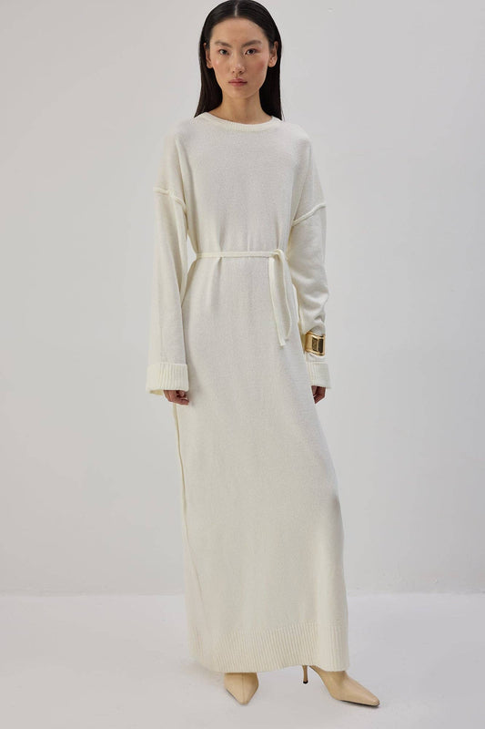 Abito maxi in maglia con dettaglio fiocco