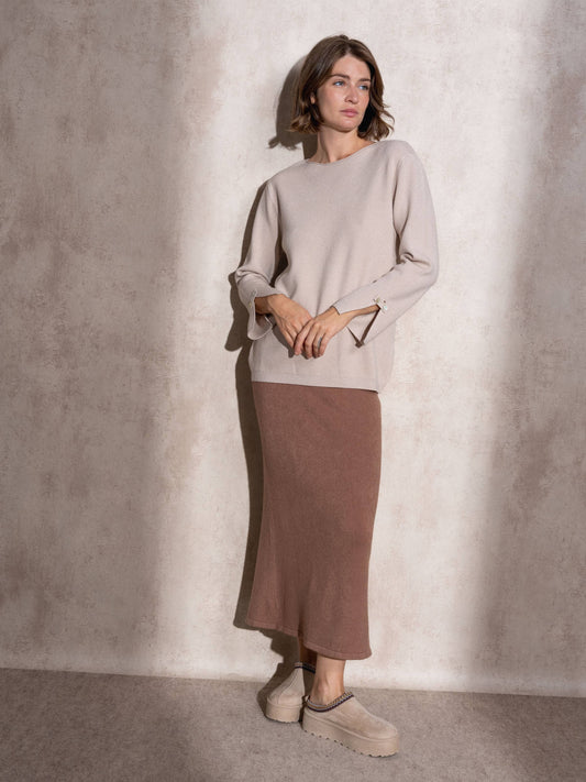 Maglione in maglia girocollo con polsini a spacchetto