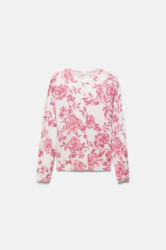 Cardigan in maglia con motivo floreale