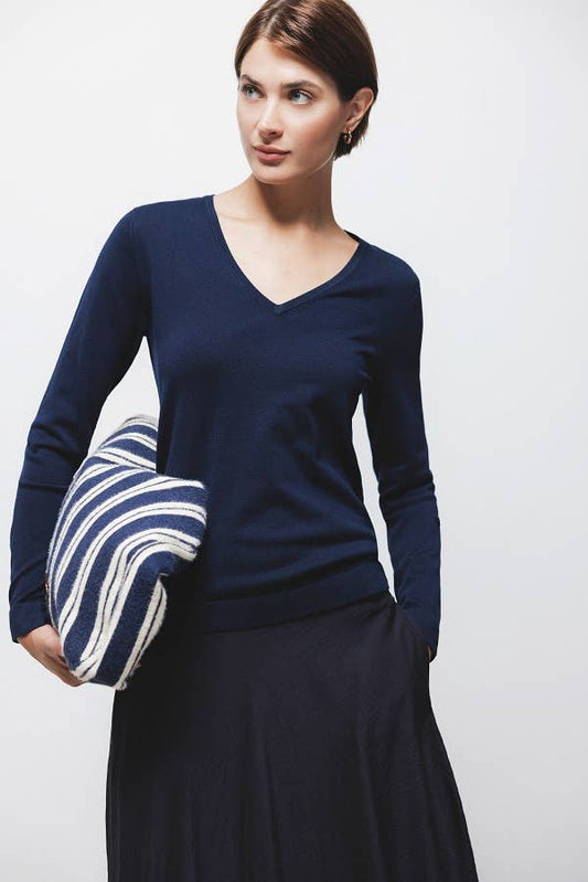 Maglione in maglia liscia con scollo a V