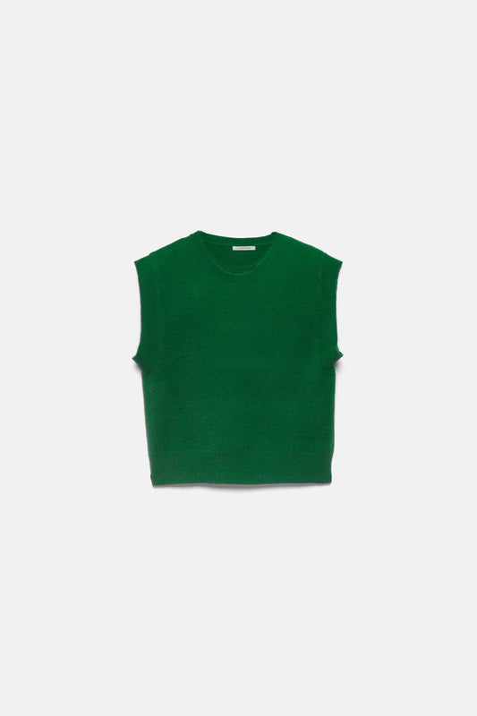 Gilet in maglia rasata con girocollo