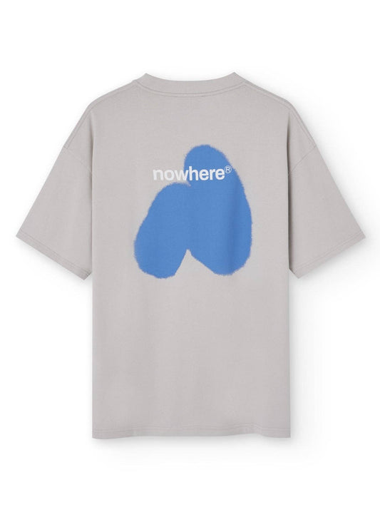 T-shirt oversize grigia con stampa spray