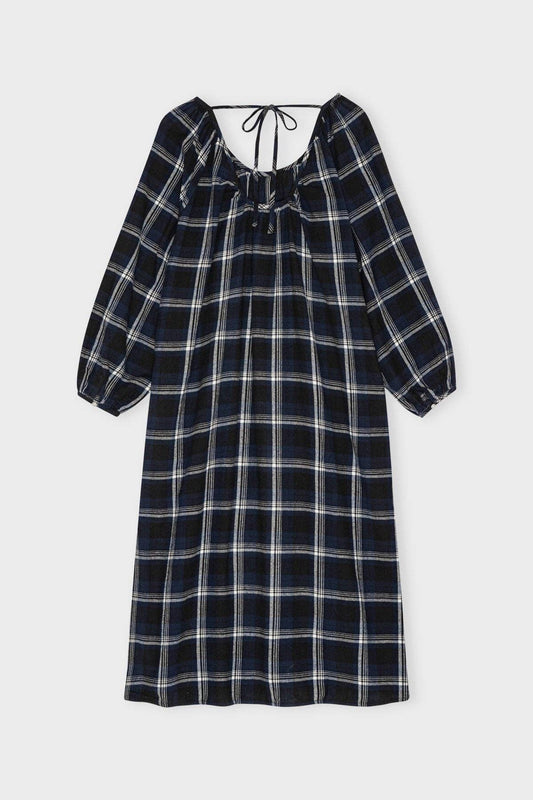 Abito lungo in raso plissé con cintura in vita