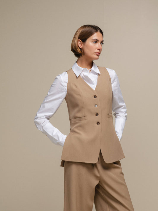 Gilet sartoriale donna smanicato con scollo a V